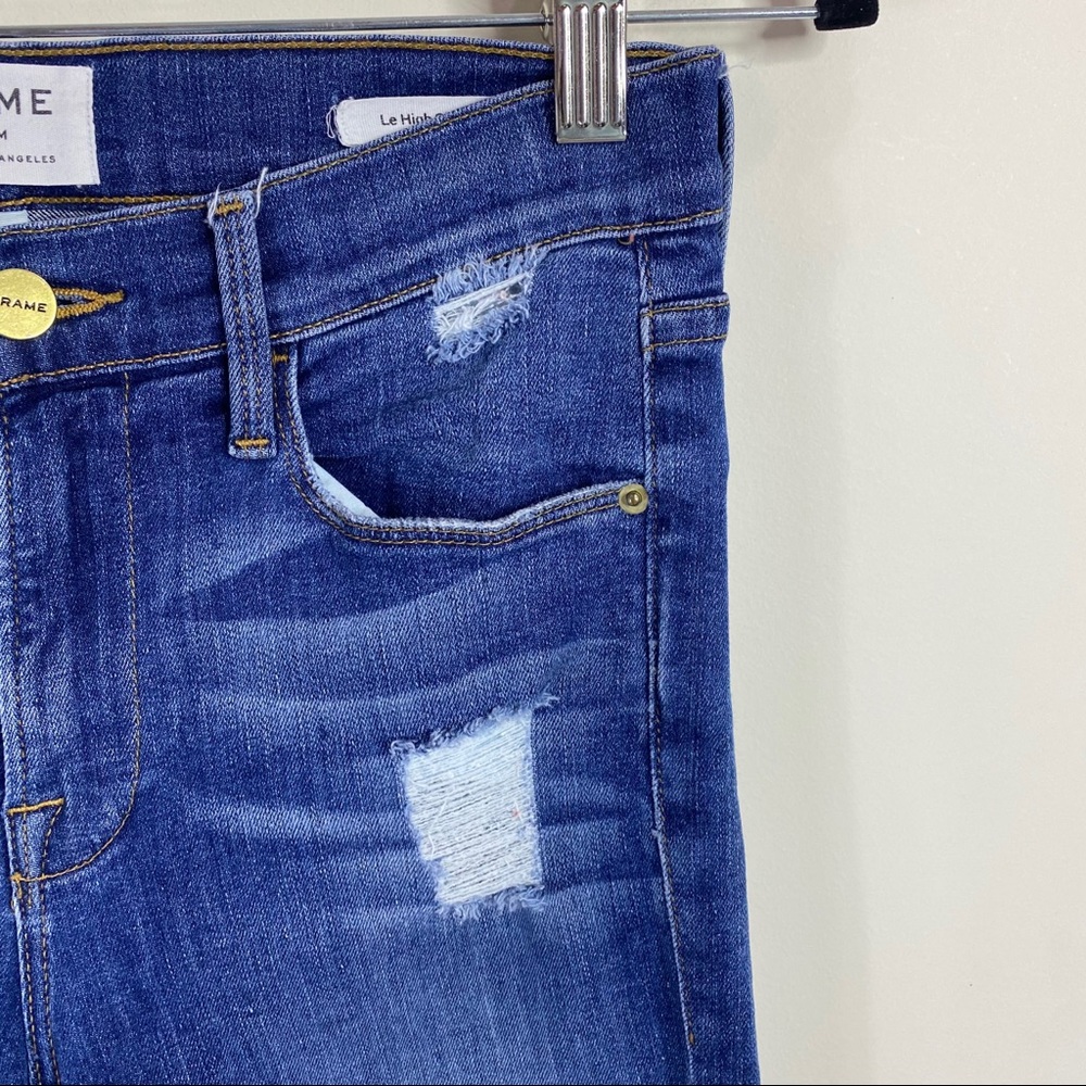 Frame Distressed Le High Skinny Jeans Size 26 - Picture 7 of 16